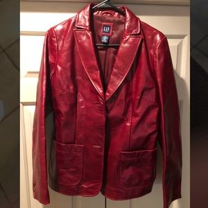 GAP 100% leather jacket in Red/Burgundy